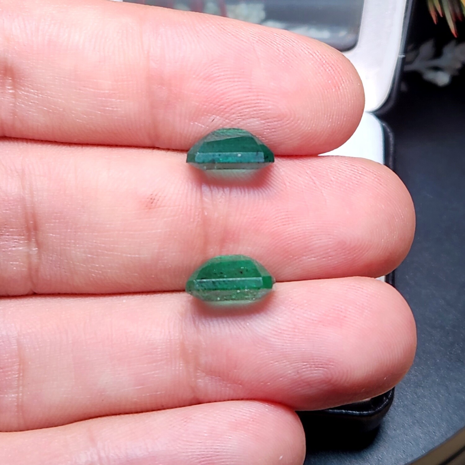 Emerald octagon cut pair 3.96 ct and 4.66 ct