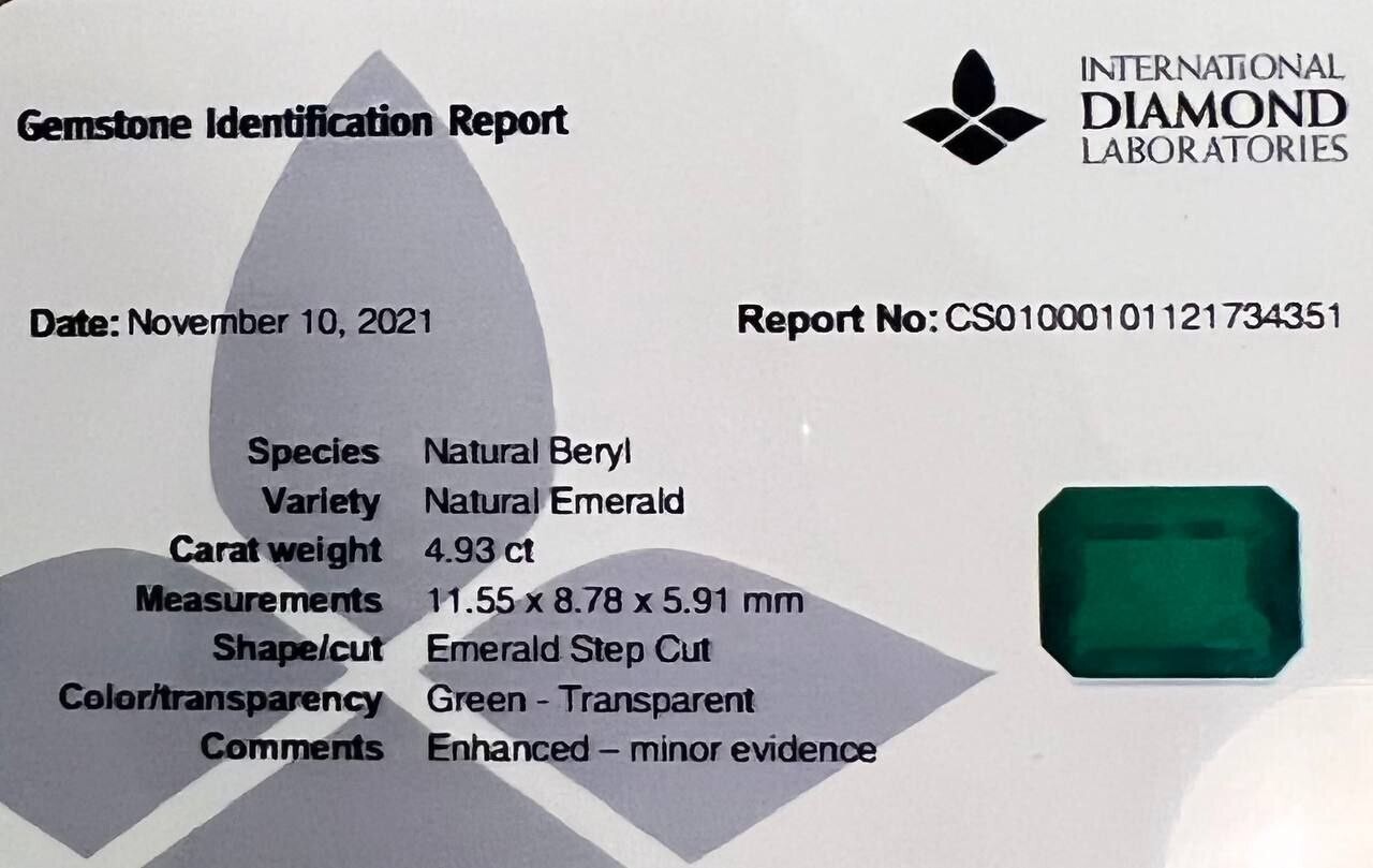 4.93 ct Emerald octagon cut