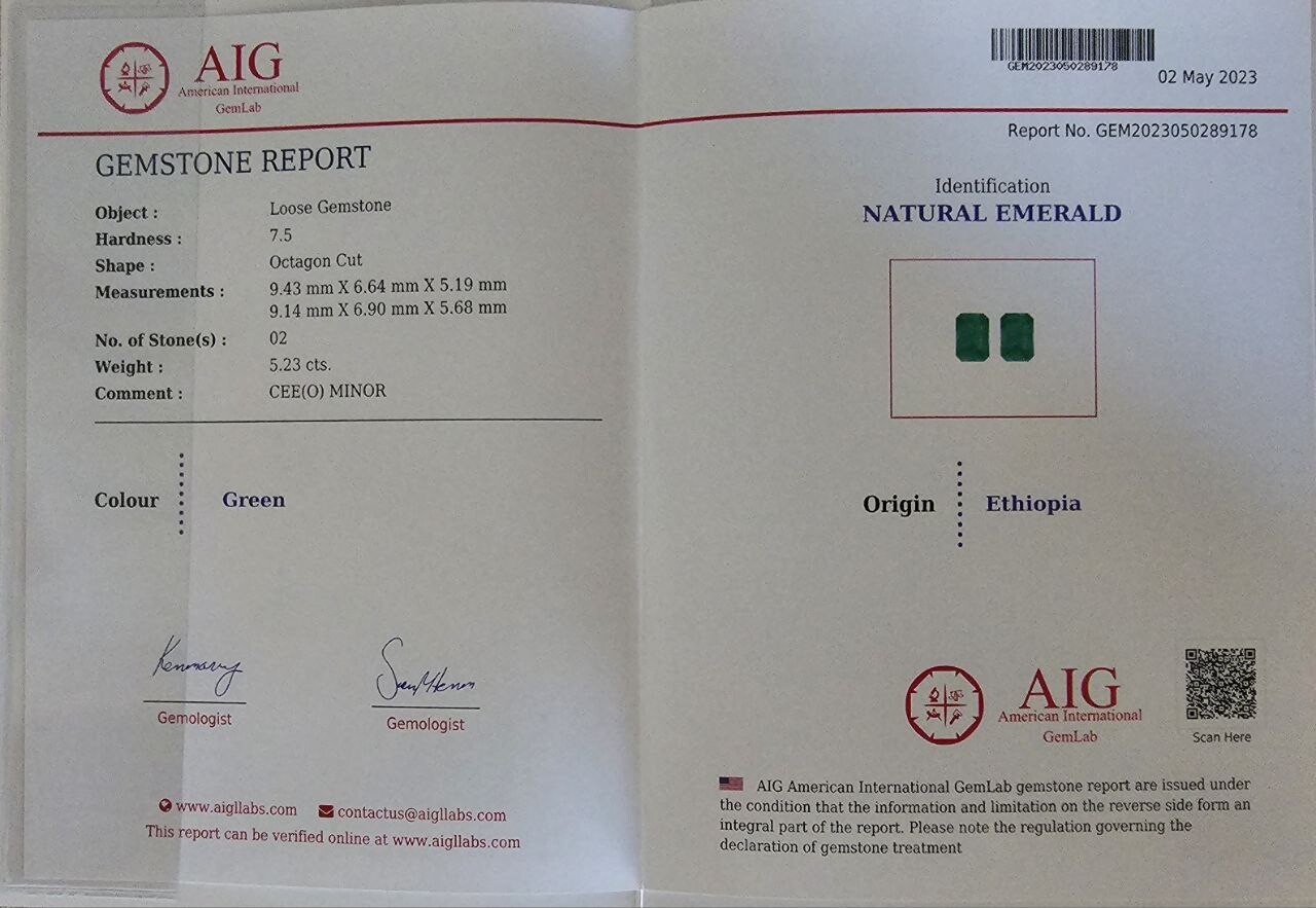 2.53 ct and 2.70 ct Emerald octagon cut pair