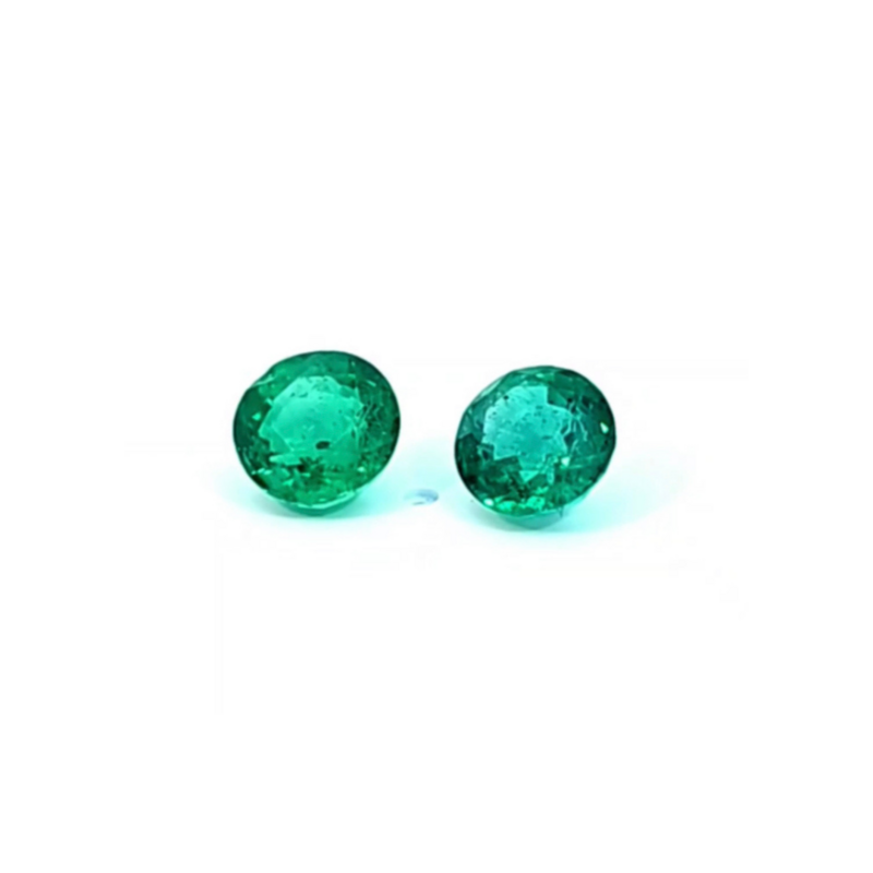 1.50 ct and 1.76 ct Emerald round cut pair