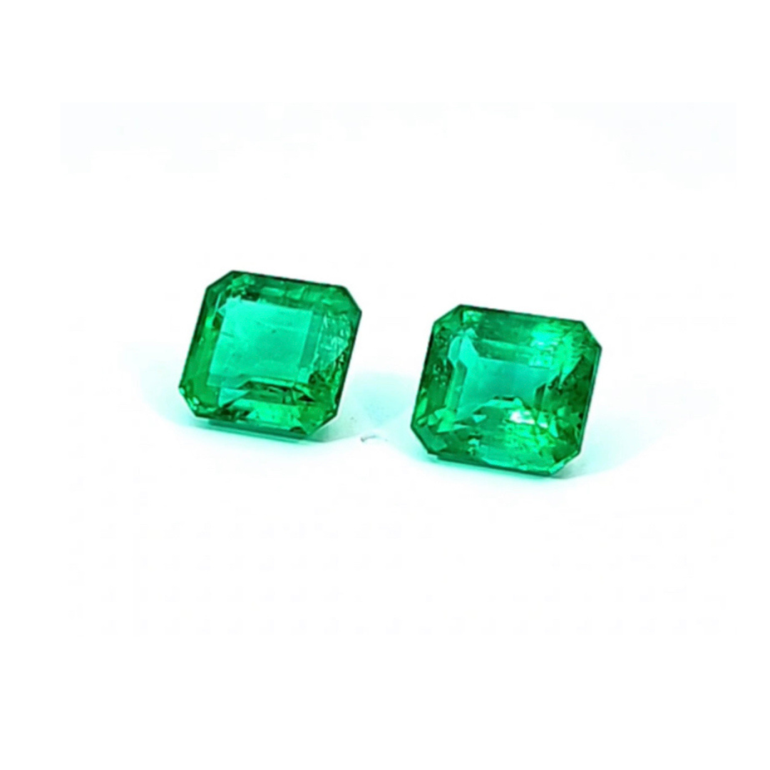 3.75 ct and 3.96 ct Emerald octagon cut pair