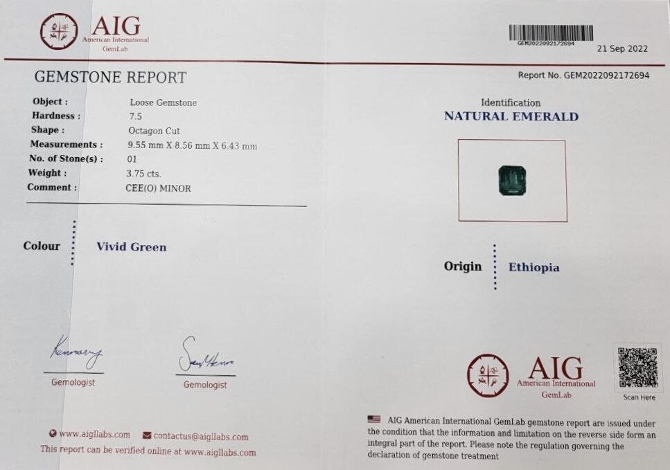 3.75 ct and 3.96 ct Emerald octagon cut pair