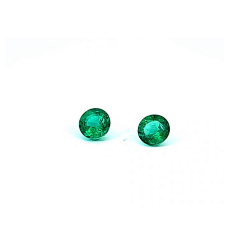 0.76 ct and 0.91 ct Emerald round cut pair