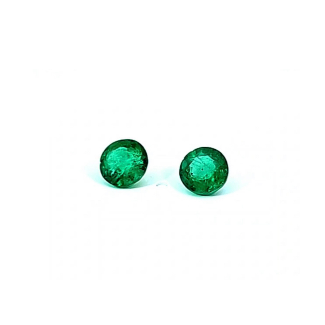 1.25 ct and 1.03 ct Emerald round cut pair