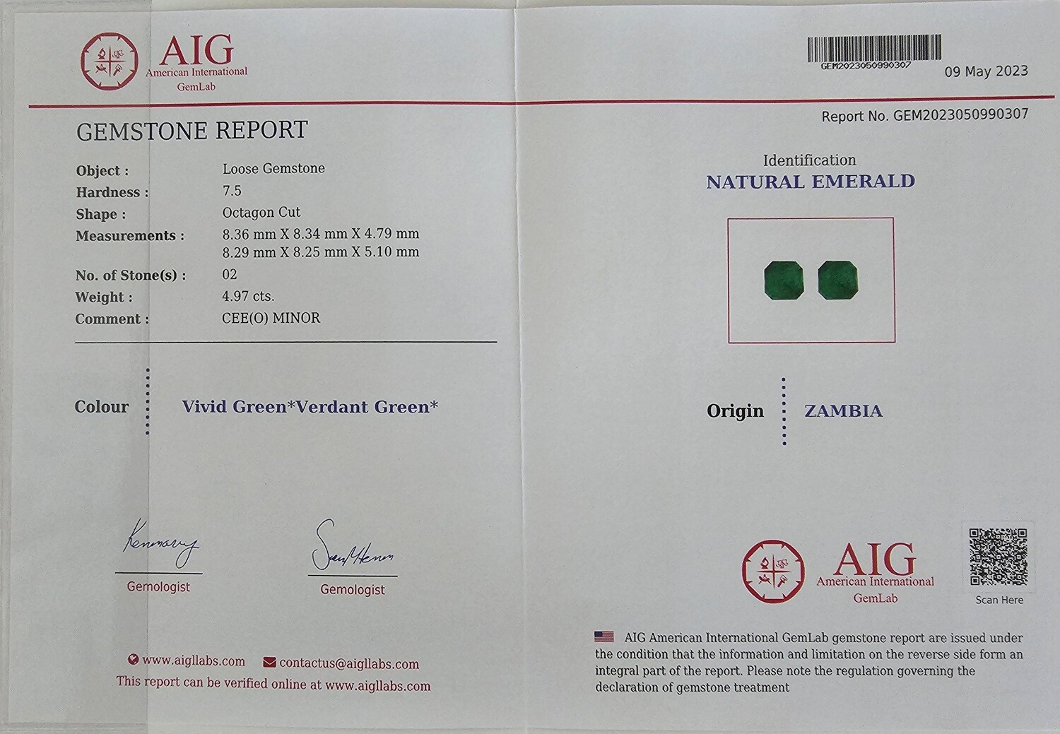20.86 ct Sq.Emerald set