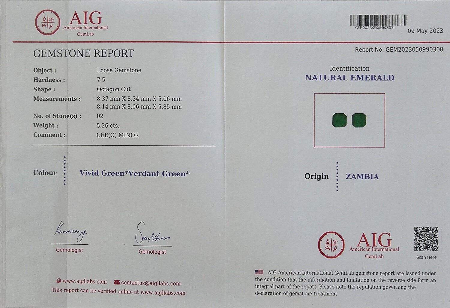 20.86 ct Sq.Emerald set