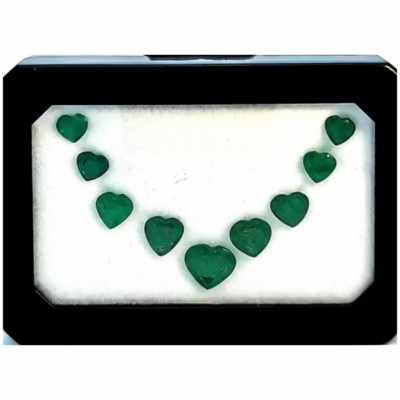 10.41 ct Emerald heart cut set