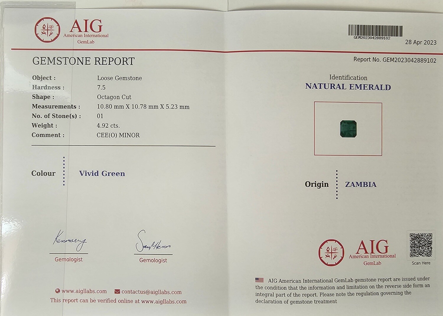 2.69 ct and 2.91 ct Emerald octagon cut pair