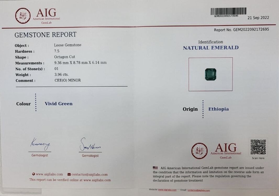 14.32 ct Emerald octagon cut set