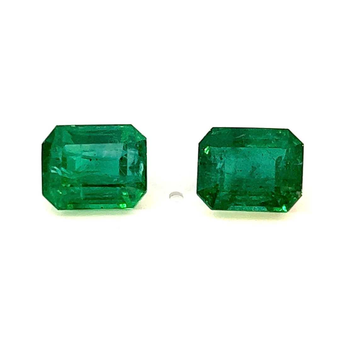 4.86 ct and 5.19 ct Emeralds octagon cut pair