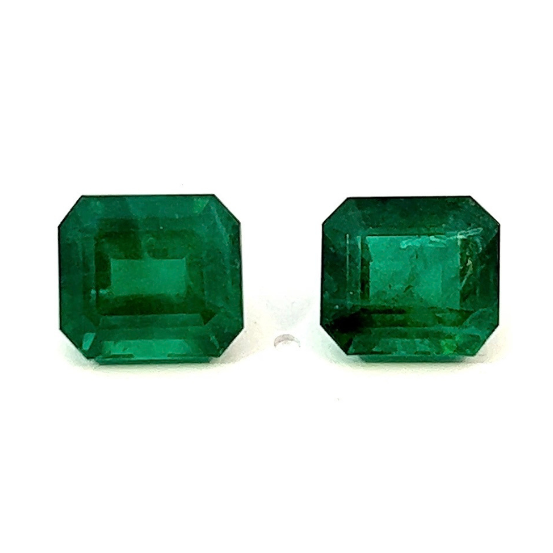 4.17 ct and 5.11 ct Emerald Octagon cut pair