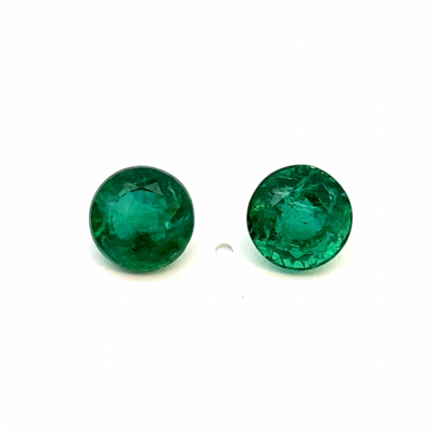 3.25 ct and 3.54 ct Emerald round cut pair