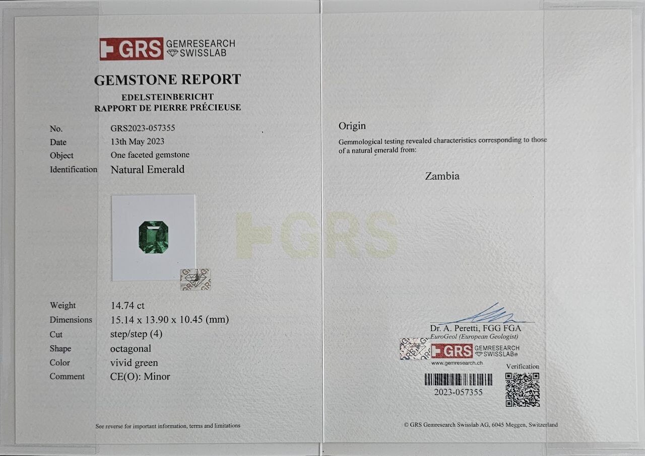 14.74 ct Emerald octagon cut