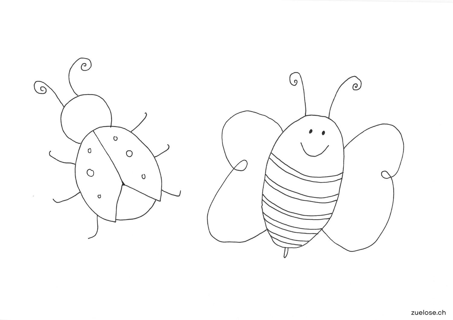 Ausmalbild Schmetterling und Himugüegeli