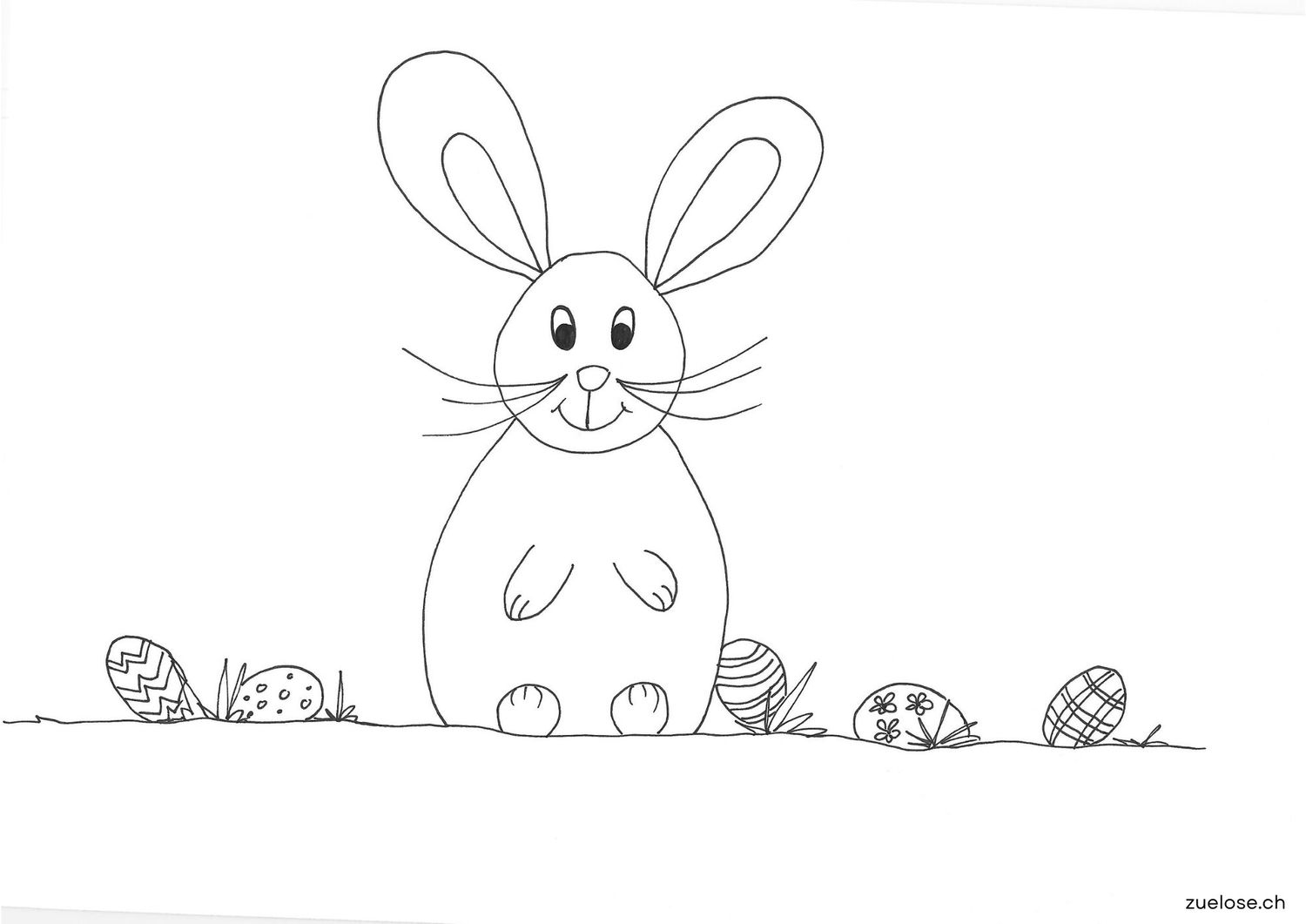 Ausmalbild Osterhase mit Eier