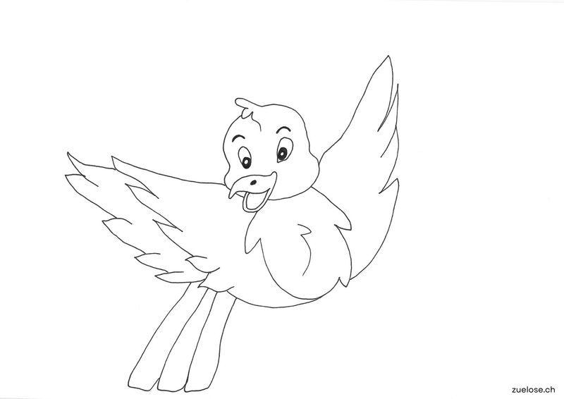 Ausmalbild fröhlicher Vogel