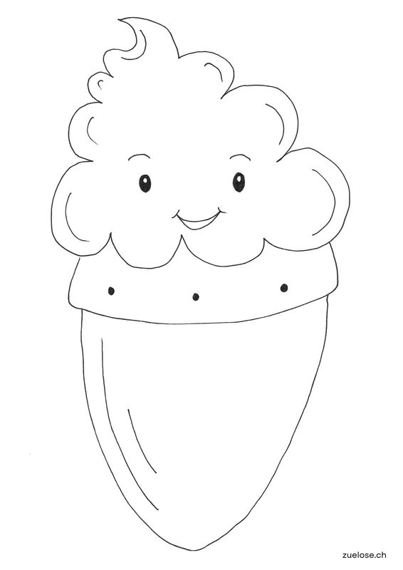 Ausmalbild fröhliche Glace