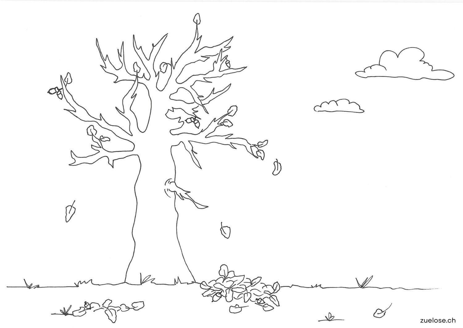 Ausmalbild Herbstbaum