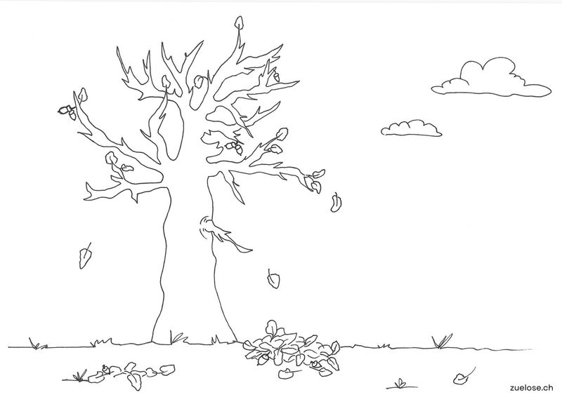 Ausmalbild Herbstbaum
