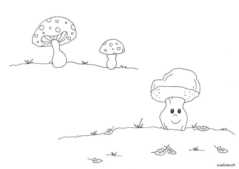 Ausmalbild Pilze
