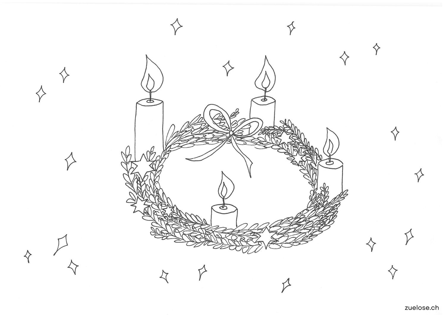 Ausmalbild Adventskranz