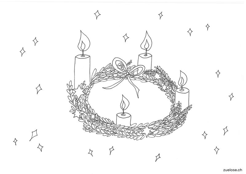 Ausmalbild Adventskranz