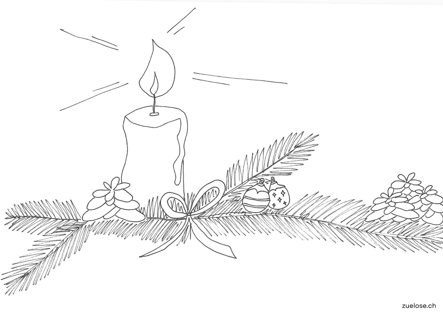 Ausmalbild Weihnachtszweig