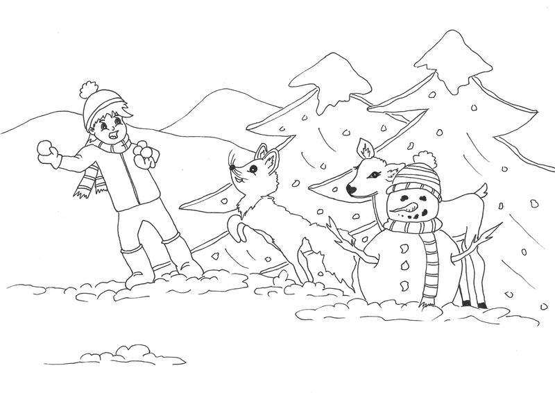 Ausmalbild Winterspass