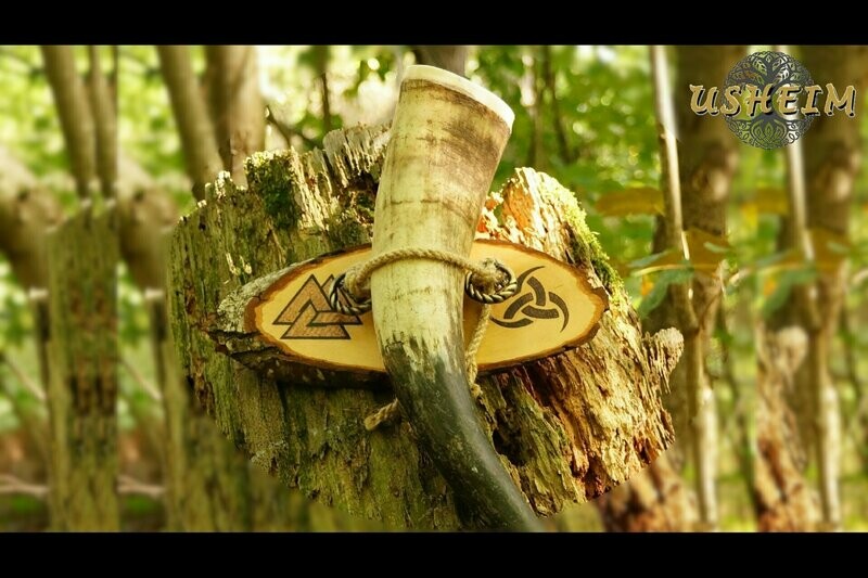 "Valknut & Triskele" - Wandhalterung für 1 Horn