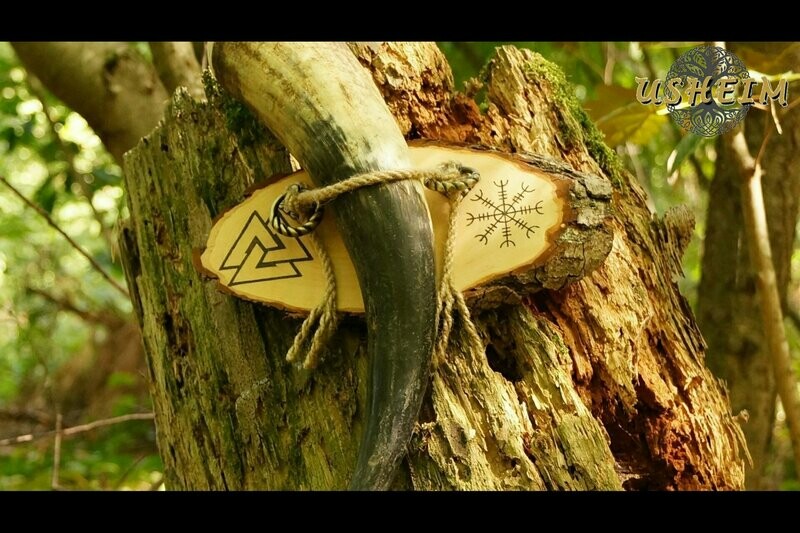 "Valknut & Helm Of Awe" - Wandhalterung für 1 Horn