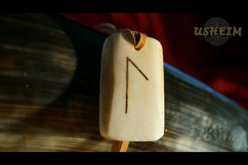 Knochenanhänger (groß) mit gebrannter Rune Laguz