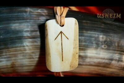 ​Knochenanhänger (groß) mit gebrannter Rune Tiwaz