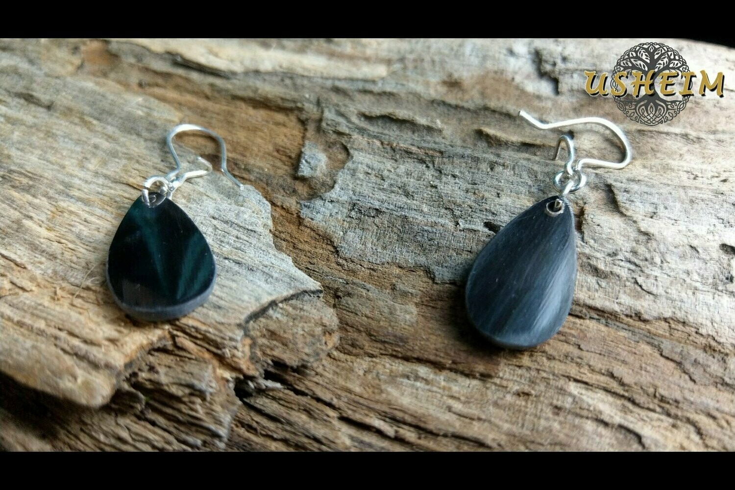 Ohrschmuck aus schwarzem Horn (Nr.4)