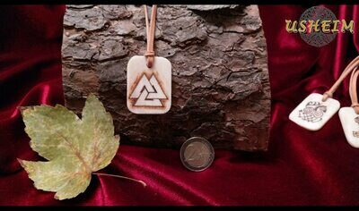 Knochenanhänger (groß, glatt) mit eingebranntem Valknut