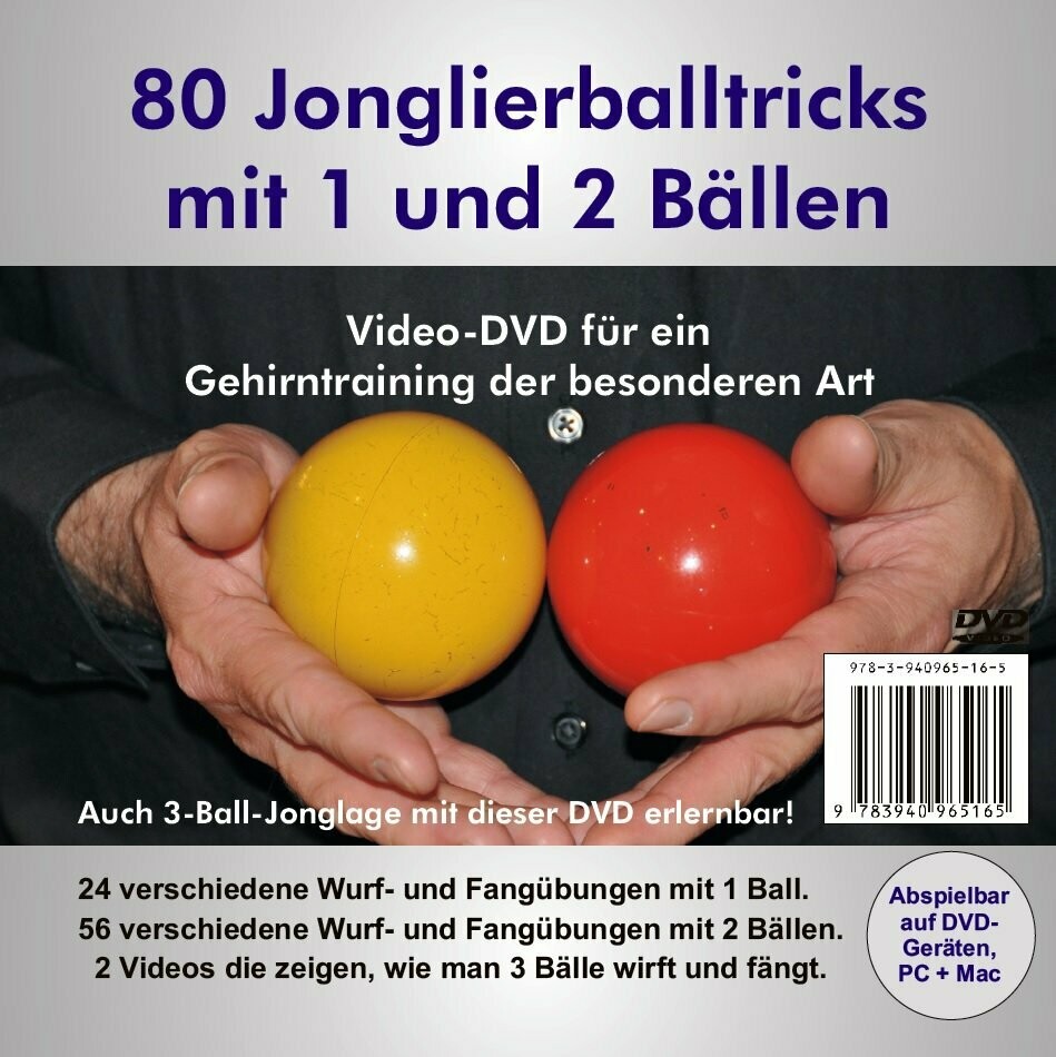 Video-DVD "80 Jonglierballtricks mit 1 und 2 Bällen" - abspielbar auf PC/Mac/DVD-Abspielgeräten - VERSANDKOSTENFREI innerhalb Deutschlands