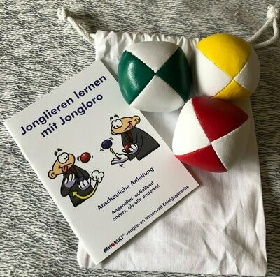 Jonglierball-Set (Größe M) mit Anleitung im Baumwollsäckchen