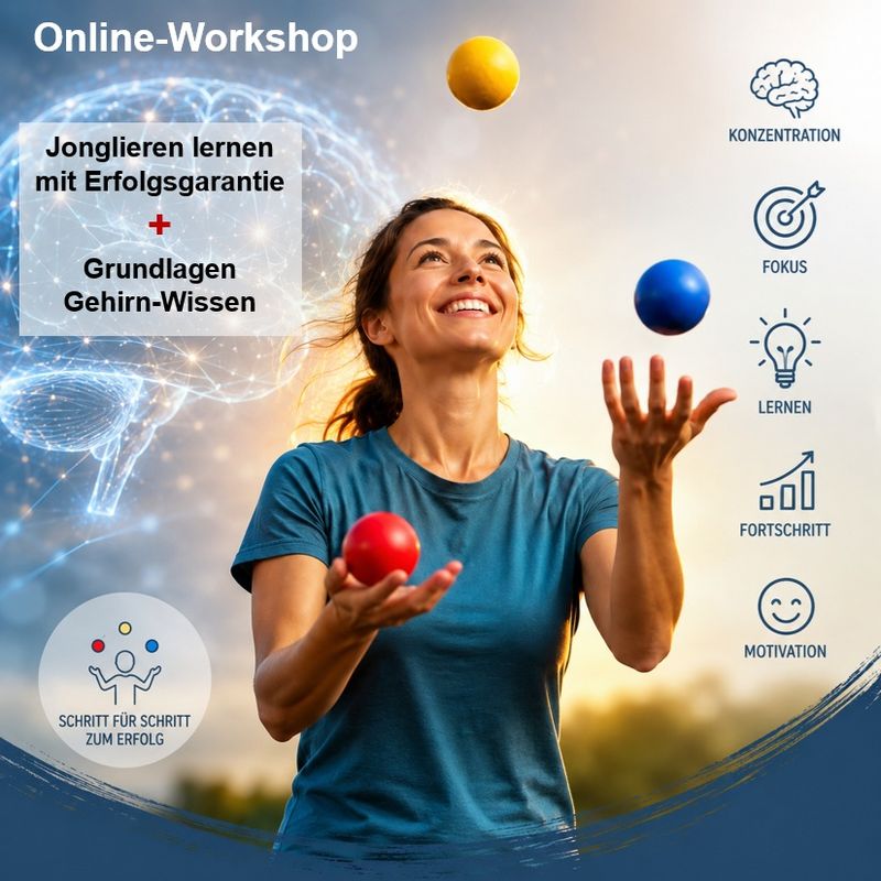 Top-Online-Workshop: 3 Bälle jonglieren lernen inkl. Gehirn-Wissen-Grundlagen