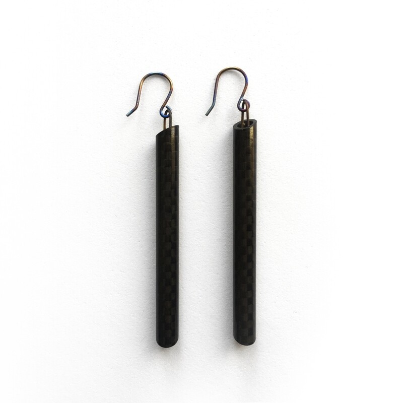 Minimalist carbon drop earrings