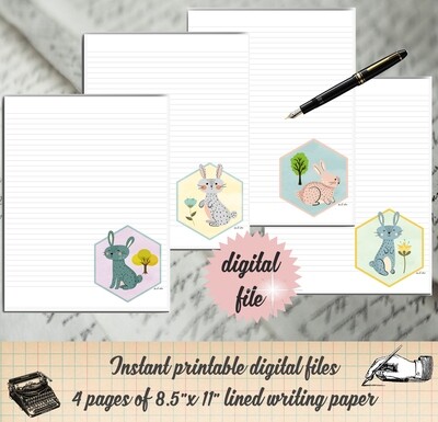 Cute Bunnies Digital Writing Paper
