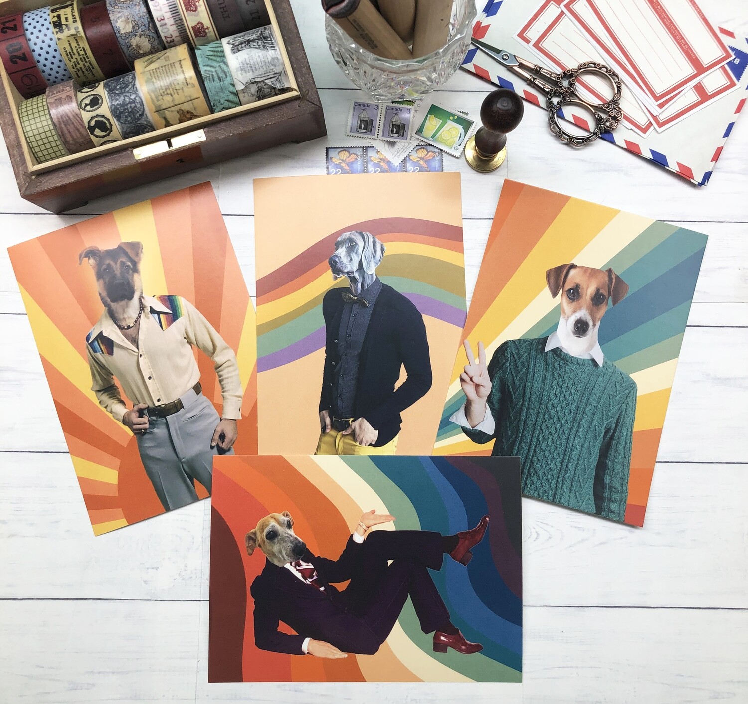 Four Handsome Hounds Postcards