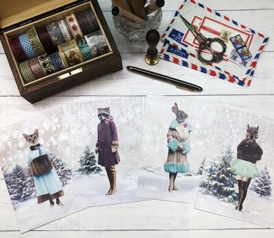 Winter Paper Dolls Postcards