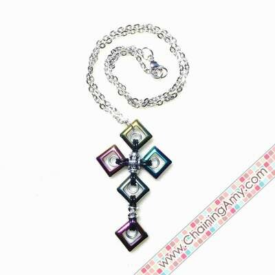 Rainbow Hematite Cross Pendant