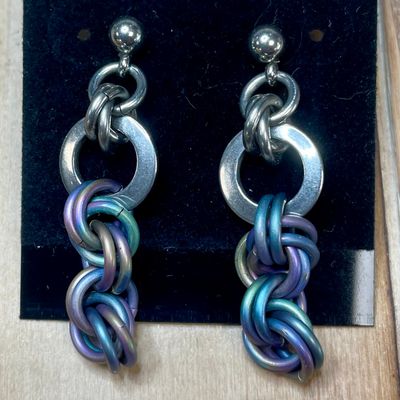 Rainbow Titanium Twist Earrings