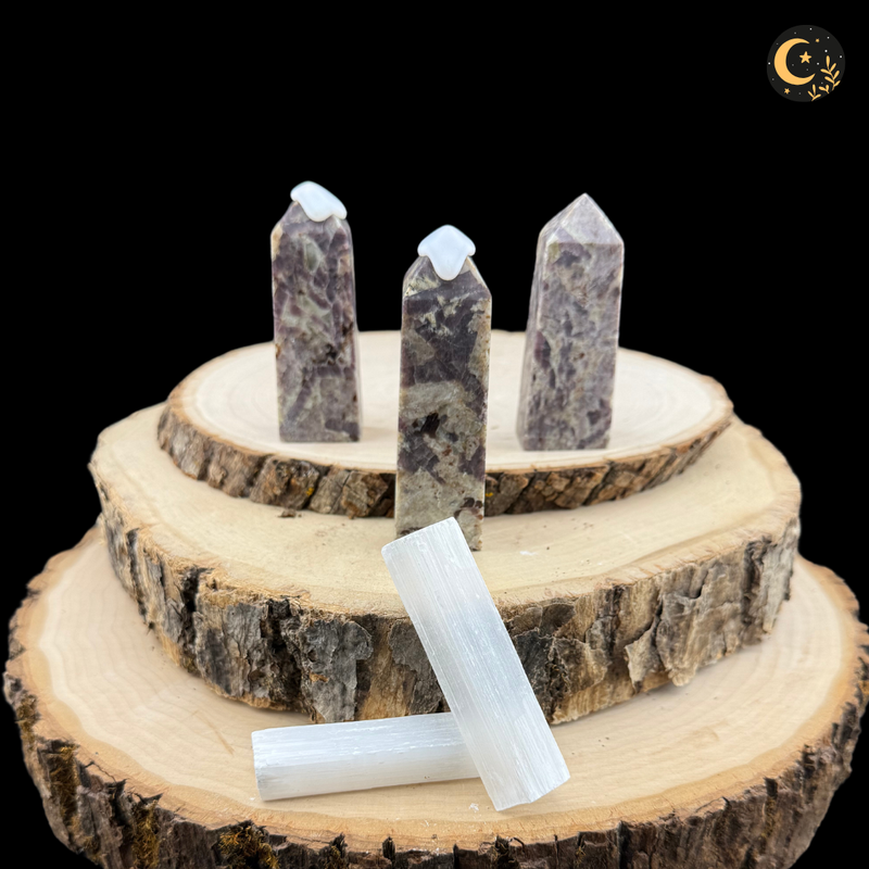 Unicorn Lepidolite Hexagonal Crystal Towers Unicorn Lepidolite Hexagonal Crystal Towers