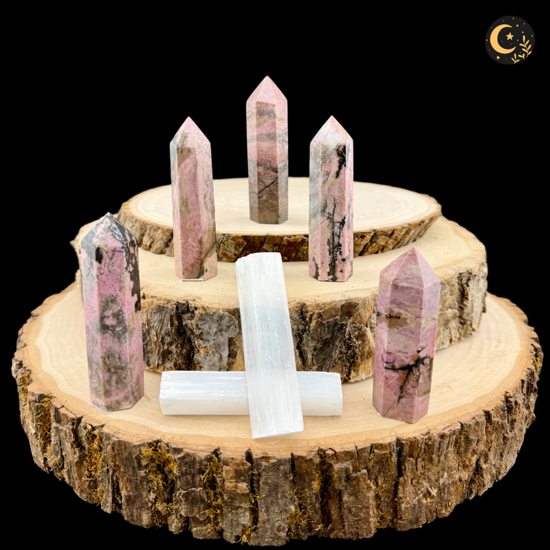 Rhodonite Hexagonal Crystal Towers Rhodonite Hexagonal Crystal Towers