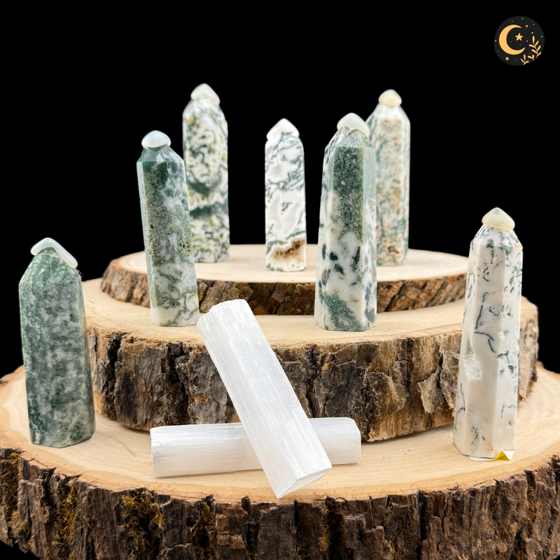 Tree Agate Hexagonal Crystal Towers Tree Agate Hexagonal Crystal Towers