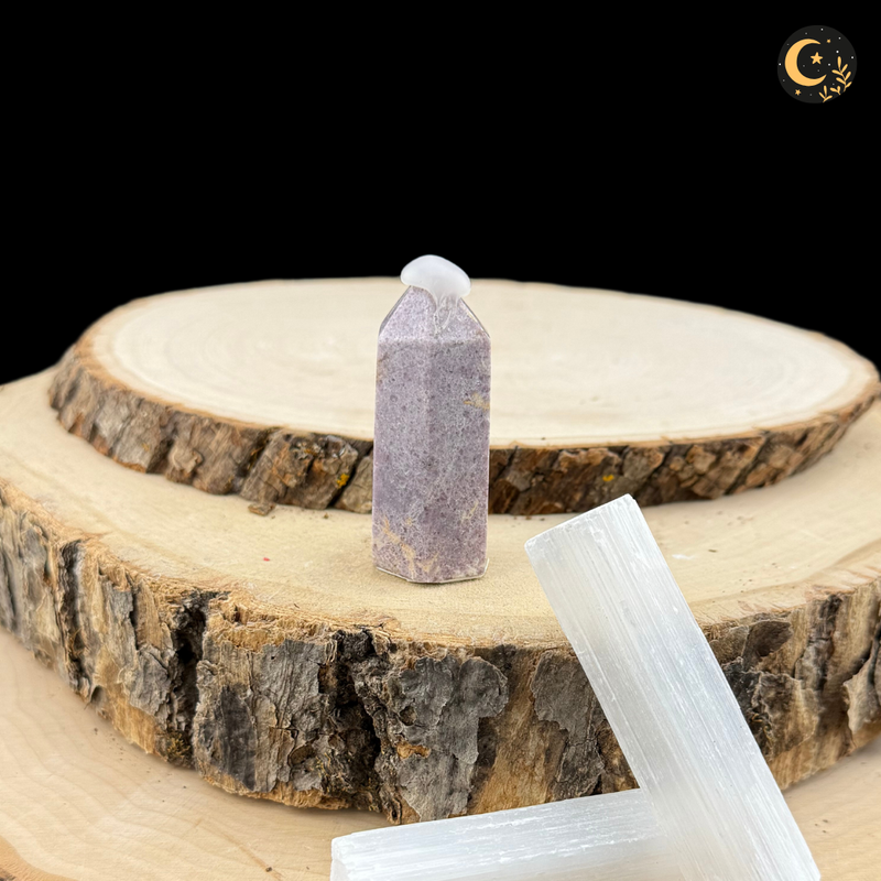 Lepidolite 6-Sided Crystal Tower