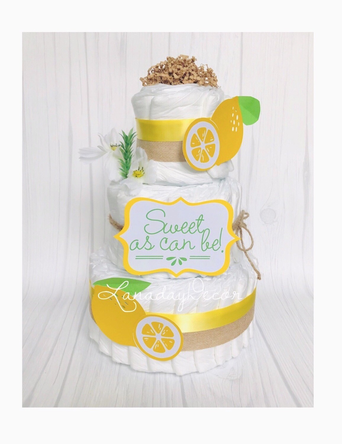 Lemon Theme Diaper Cake