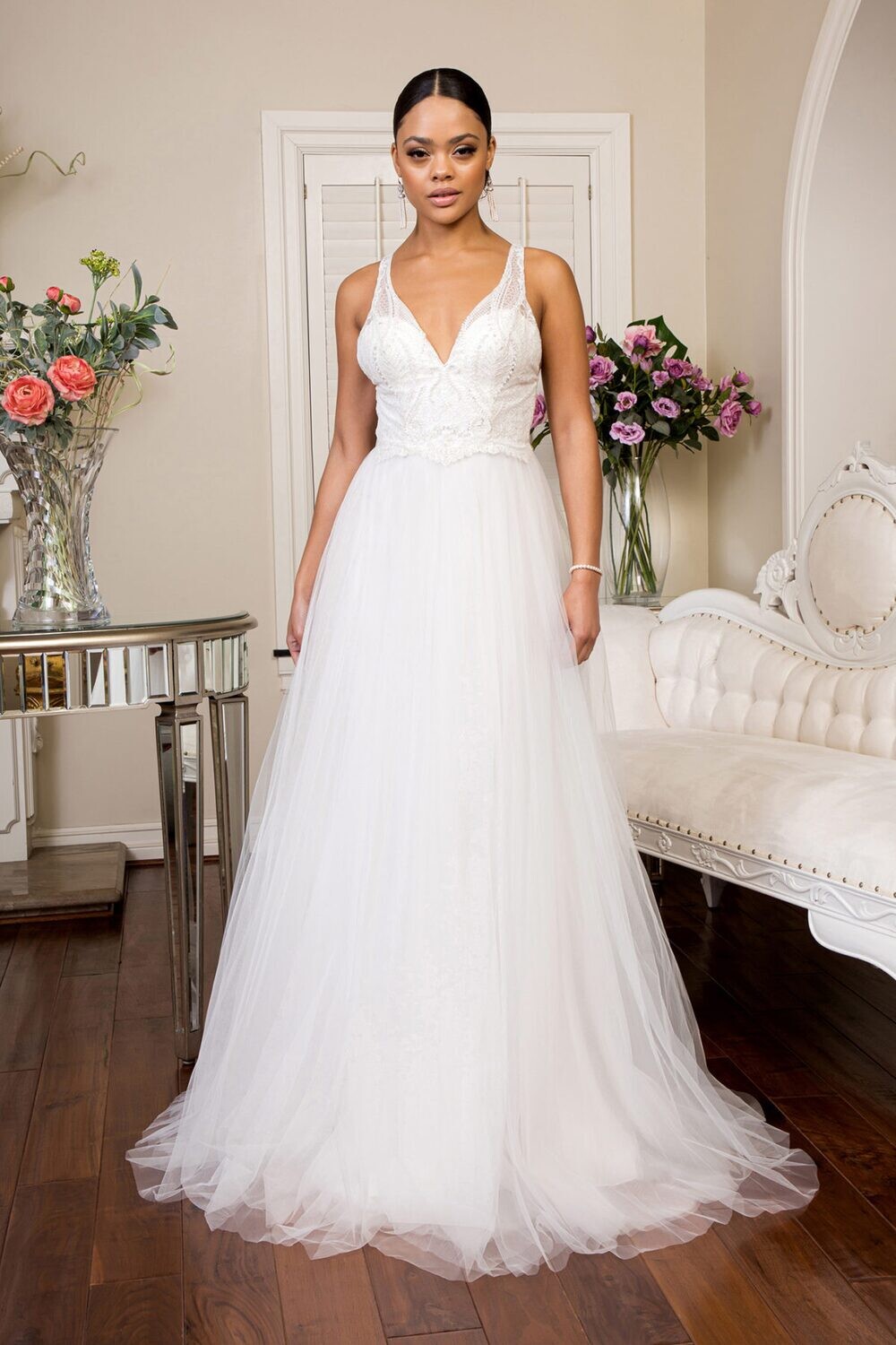 V-Neck Back Wedding Dress