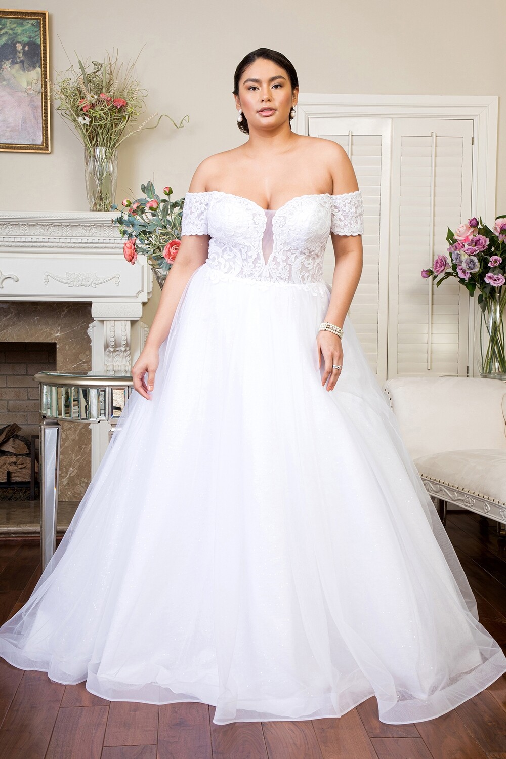 Cut-Away Shoulder Wedding Dress